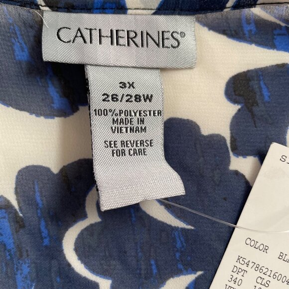 Catherines Lightweight Sheer Wrap Blue Floral Kimono Cardigan Plus Size 3X u - Picture 9 of 11